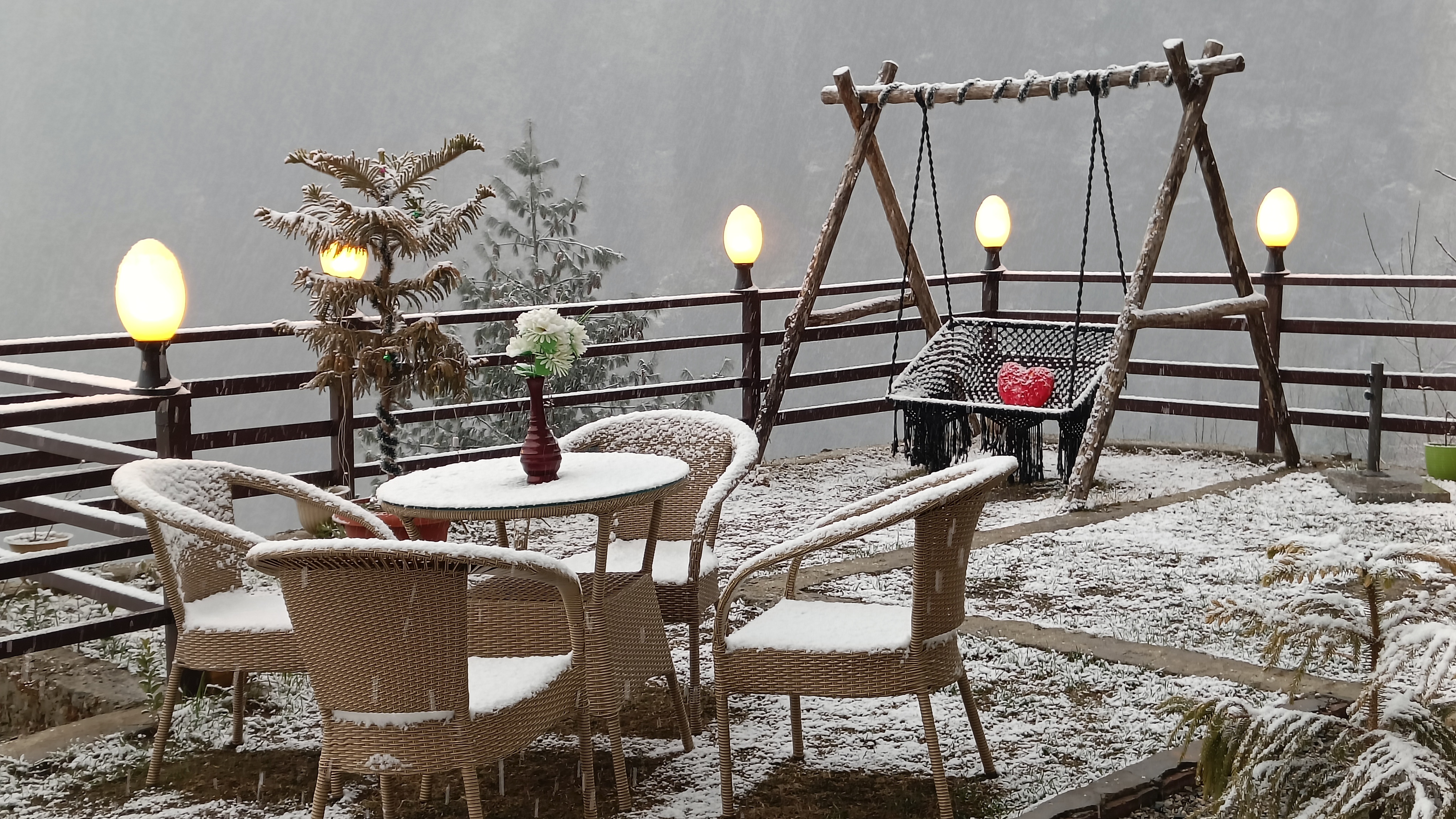 The Trimounts courtyard under fresh snow